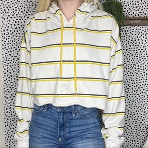 A Lab Striped Cropped Long Sleeve Hoodie